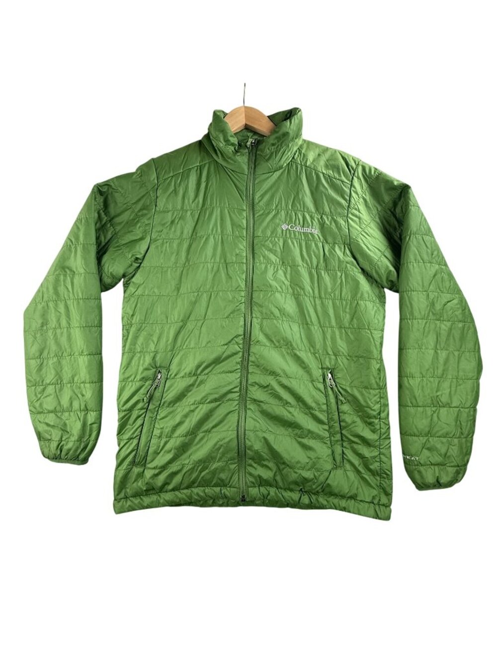 Columbia Jacket Mens Small Green Omni-Heat Puffer Full Zip Lightweight Insulated